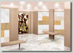 Columbarios en la Iglesia de Santa Teresa Benedicta de la Cruz, Madrid.